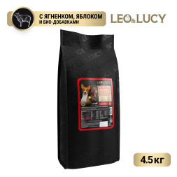 LEO&amp;LUCY сухой холистик корм для взрослых собак всех пород с ягненком и яблоком - 4,5 кг