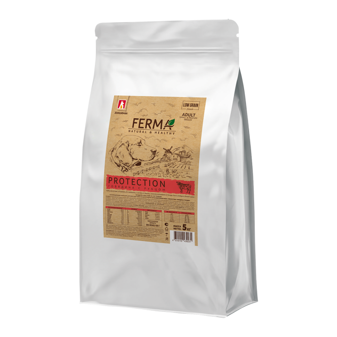 Зоогурман Ferma Protection сухой корм для взрослых собак мелких и средних пород, для защиты костей и суставов с говядиной и рубцом - 5 кг