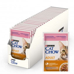 Purina Cat Chow Adult паучи для взрослых кошек с лососем и зеленой фасолью - 85 г х 26 шт