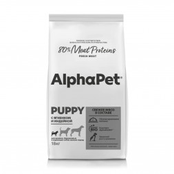 AlphaPet Superpremium сухой полнорационный корм для щенков, беременных и кормящих собак мелких пород с ягненком и индейкой - 18 кг