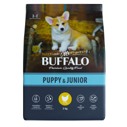 Mr.Buffalo Puppy &amp; Junior полнорационный сухой корм для щенков и юниоров всех пород с курицей - 2 кг