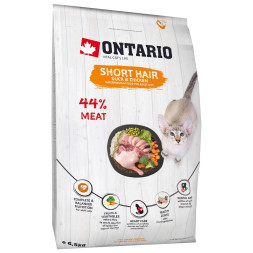 Ontario Cat Shorthair сухой корм для взрослых кошек короткошерстных пород с курицей и уткой - 6,5 кг