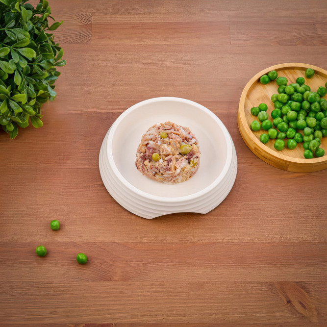 Monge Supreme Sterilized Cat влажный корм для стерилизованных кошек с тунцом, желтоперой камбалой и зелёным горошком - 80 г х 24 шт