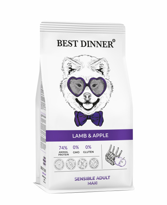 Best Dinner Sensible Adult Maxi Lamb&amp;Apple сухой корм для взрослых собак крупных пород с ягненком и яблоком - 3 кг