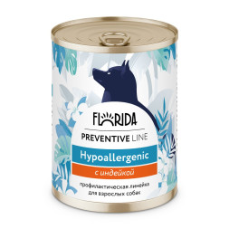 Florida Preventive Line Hypoallergenic консервы для собак при пищевой аллергии, с индейкой - 340 г x 24 шт