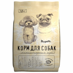 Mypets сухой корм для собак миниатюрных пород с телятиной и олениной - 1,5 кг