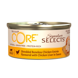 Wellness Core Signature Selects влажный корм для кошек с курицей и куриной печенью в виде фарша в соусе в консервах 79 г