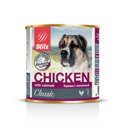 Blitz Adult Dog влажный корм для взрослых собак с курицей и овсянкой в консервах - 750 г (12 шт)