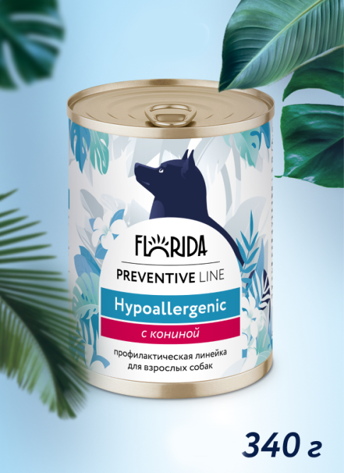 Florida Preventive Line Hypoallergenic консервы для собак при пищевой аллергии, с кониной - 340 г x 12 шт