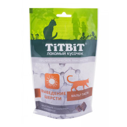 TiTBiT лакомство для кошек хрустящие подушечки с говядиной для выведения шерсти - 60 г