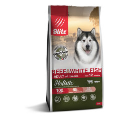 Blitz Adult сухой беззерновой корм для взрослых собак с говядиной и белой рыбой - 500 г