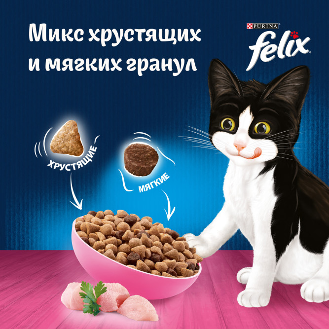 Сухой корм Felix Двойная вкуснятина для котят с курицей - 600 г