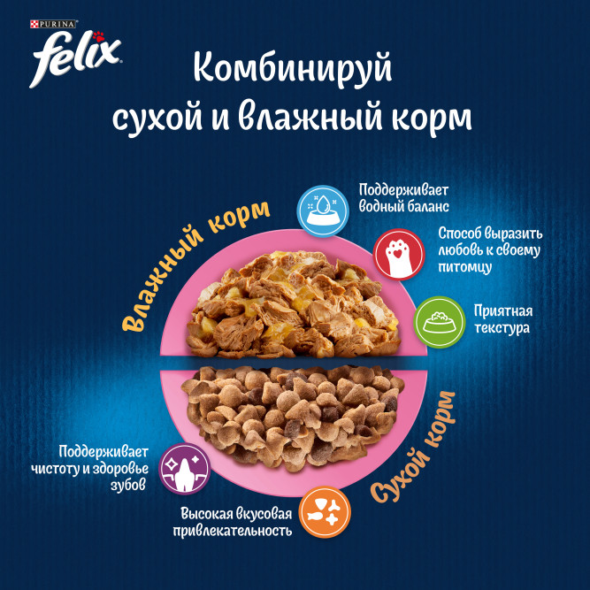 Сухой корм Felix Двойная вкуснятина для котят с курицей - 600 г