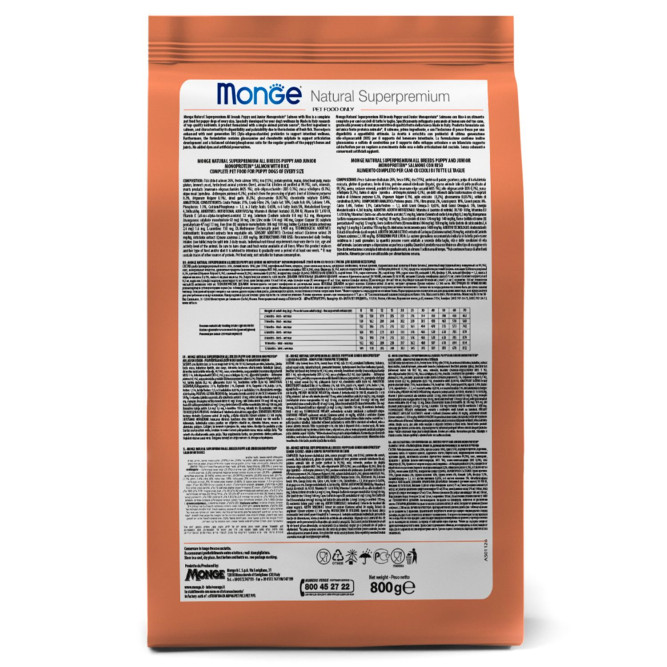 Monge Dog Speciality Puppy &amp; Junior сухой корм для щенков всех пород с лососем и рисом 800 г