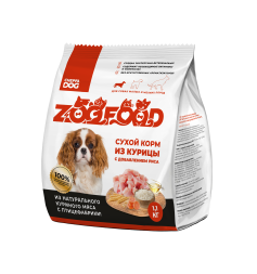 ZOOFOOD полнорационный сухой корм для собак малых и мелких пород с курицей и рисом - 1,1 кг