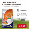 Изображение товара Farmina N&D Pumpkin Dog Grain Free Lamb & Blueberry Puppy Mini сухой беззерновой корм для щенков мелких пород с ягненком, черникой и тыквой - 2,5 кг