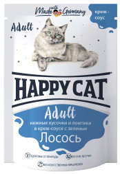 Happy Cat Adult влажный корм для взрослых кошек с лососем в паучах - 100 г (22 шт в уп)
