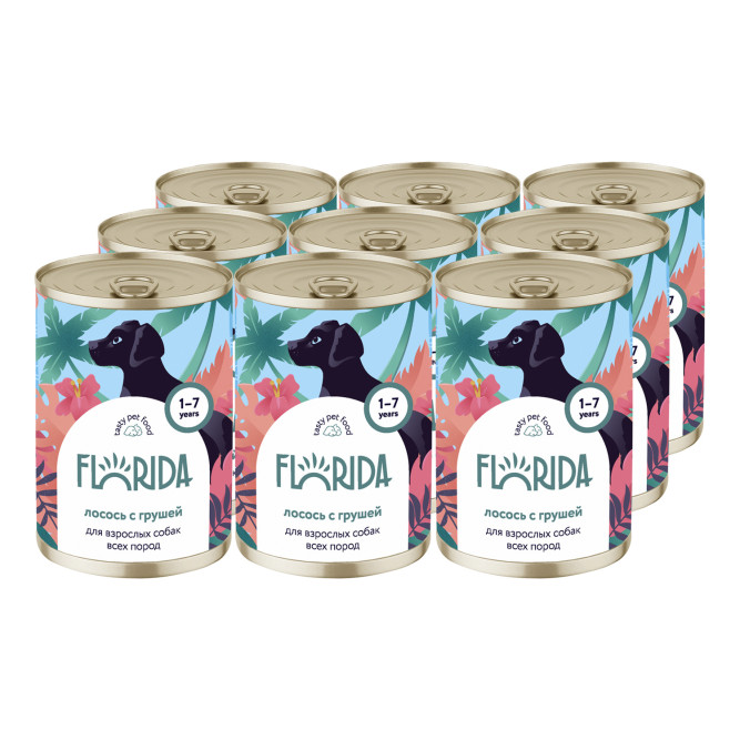 Florida консервы для собак с лососем и грушей - 400 г х 6 шт