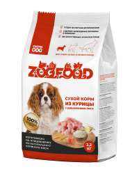 ZOOFOOD полнорационный сухой корм для собак малых и мелких пород с курицей и рисом - 2,2 кг