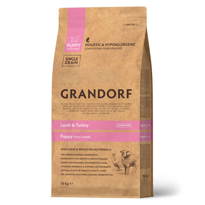 Grandorf сухой корм для щенков всех пород с ягненком и индейкой - 10 кг