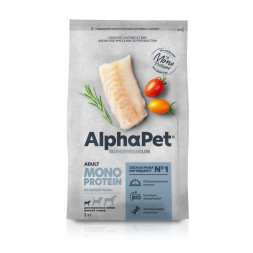 AlphaPet Superpremium Monoprotein сухой корм для взрослых собак мелких пород с белой рыбой - 3 кг