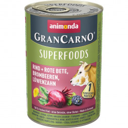 Animonda Gran Carno Superfoods влажный корм для взрослых собак c говядиной, свеклой, ежевикой и одуванчиком - 400 г (6 шт в уп)