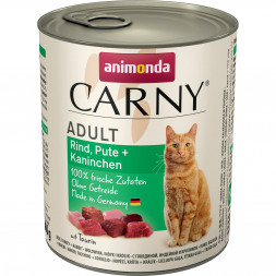 Animonda Carny влажный корм для взрослых кошек с говядиной, индейкой и кроликом в консервах - 800 г (6 шт в уп)