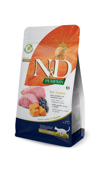 Farmina N&amp;D Pumpkin Cat Neutered сухой беззерновой корм для стерилизованных кошек с тыквой, ягненком и черникой - 5 кг