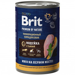 Brit Premium by Nature консервы для взрослых собак всех пород с чувствительным пищеварением с индейкой и тыквой - 410 г х 9 шт