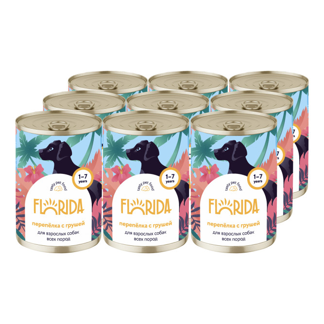 Florida консервы для собак с перепелкой и грушей - 400 г х 6 шт