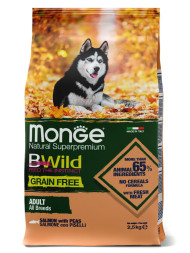 Monge Dog BWild Grain Free сухой беззерновой корм для взрослых собак всех пород с лососем и горохом 2,5 кг