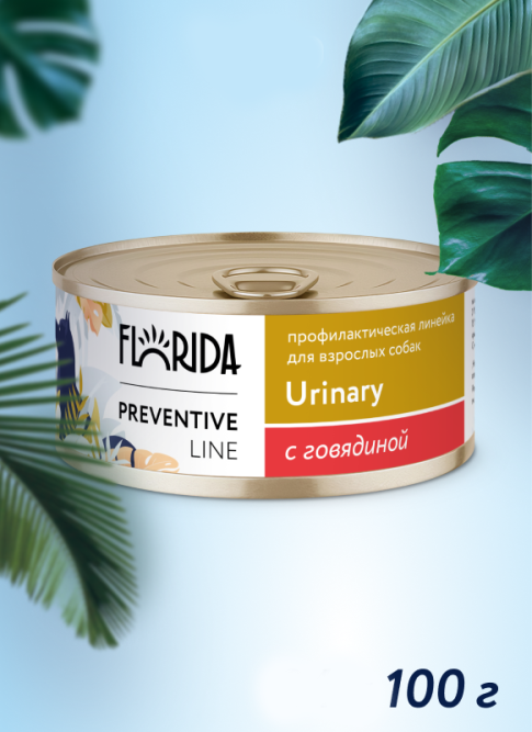 Florida Preventive Line Urinary консервы для собак при профилактике мочекаменной болезни, с говядиной - 100 г x 24 шт