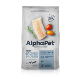 AlphaPet Superpremium Monoprotein сухой корм для взрослых собак средних и крупных пород с белой рыбой - 2 кг