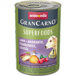 Animonda Gran Carno Superfoods влажный корм для взрослых собак c ягненком, амарантом, клюквой и лососевым маслом - 400 г (6 шт в уп)