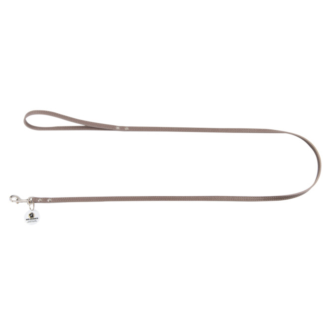 Mr.Kranch поводок для собак, из натуральной кожи с QR-адресником, 130 см, 8 мм, бежевый