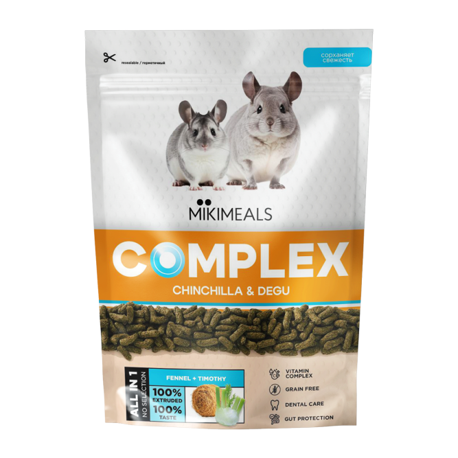 Mikimeals Complex сухой беззерновой корм для шиншилл и дегу - 500 г