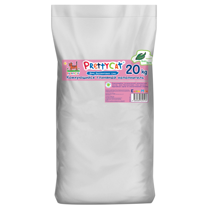 PrettyCat Euro Mix наполнитель бентонитовый комкующийся для кошачьего туалета, с ароматом алоэ - 20 кг