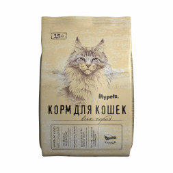 Mypets сухой корм для взрослых кошек с курицей - 1,5 кг