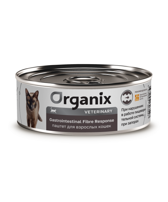 Organix Veterinary Gastrointestinal Fibre Response влажный диетический корм для взрослых кошек при запорах, в консервах - 100 г х 12 шт