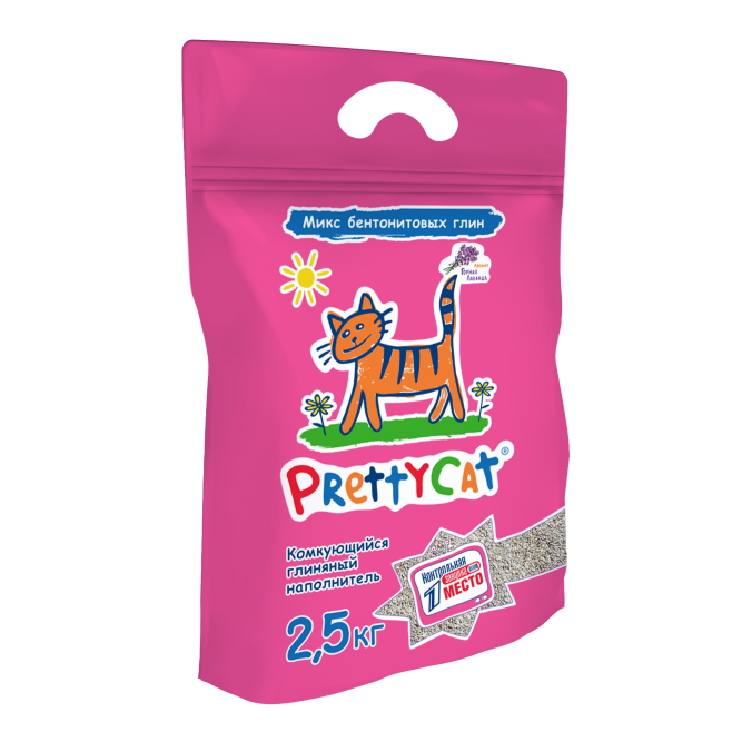 PrettyCat Euro Mix наполнитель бентонитовый комкующийся для кошачьего туалета, с ароматом лаванды - 2,5 кг