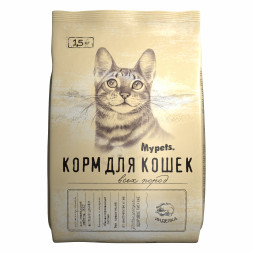 Mypets сухой корм для взрослых кошек с индейкой - 1,5 кг