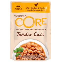 Wellness Сore Tender Cuts влажный корм для кошек с курицей и печенью в соусе в паучах 85 г х 24 шт