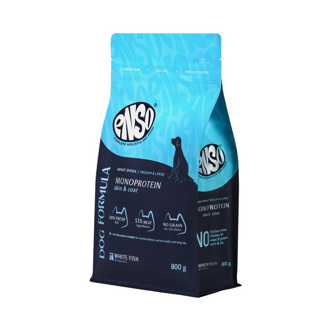 ENSO Dog Formula Monoprotein сухой корм для взрослых собак средних и крупных пород со свежей белой рыбой и добавлением брокколи - 800 г