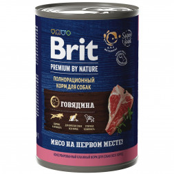 Brit Premium by Nature консервы для взрослых собак всех пород с говядиной - 410 г х 9 шт