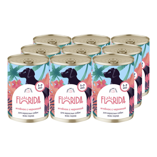 Florida консервы для собак с ягненком и черникой - 400 г х 6 шт