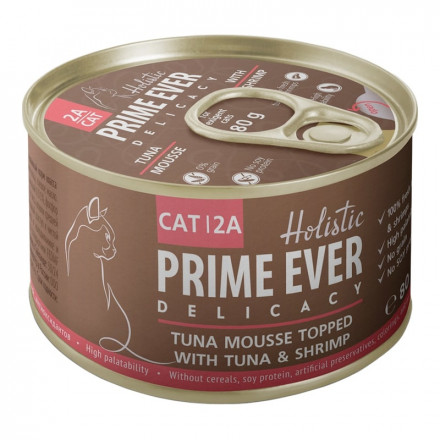 Prime Ever Delicacy мусс для взрослых кошек с тунцом и креветками - 80 г