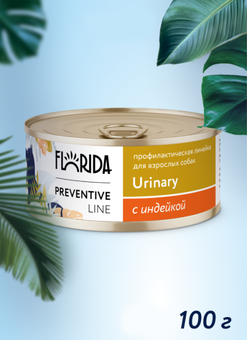 Florida Preventive Line Urinary консервы для собак при профилактике мочекаменной болезни, с индейкой - 100 г x 24 шт