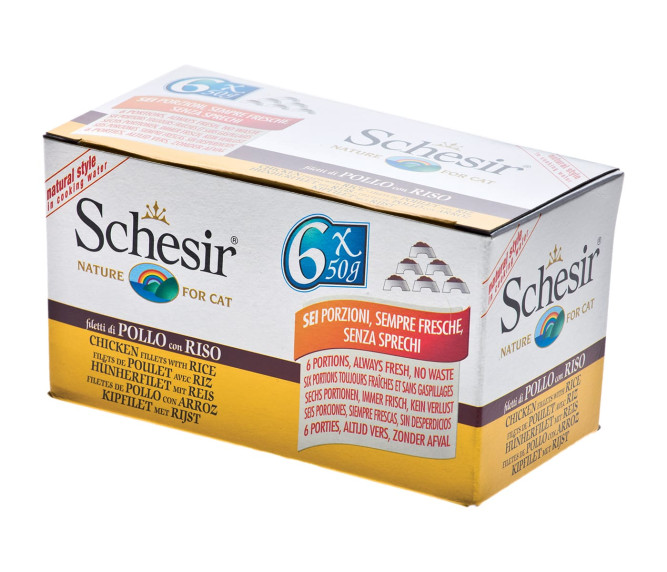 Schesir Cat Adult влажный корм для взрослых кошек с цыпленком и рисом в консервах - 50 г