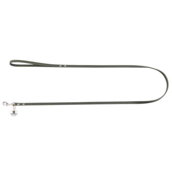 Mr.Kranch поводок для собак, из натуральной кожи с QR-адресником, 130 см, 12 мм, оливковый