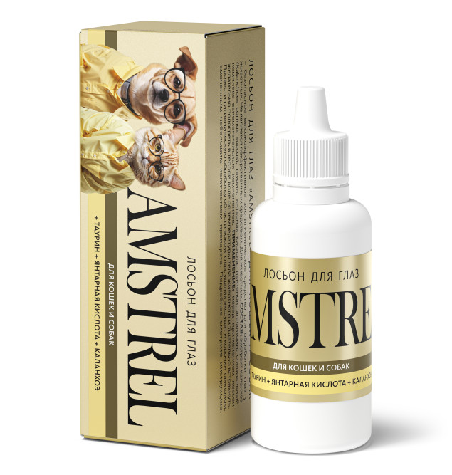 Amstrel лосьон для глаз для кошек и собак с таурином, янтарной кислотой и каланхоэ - 30 мл